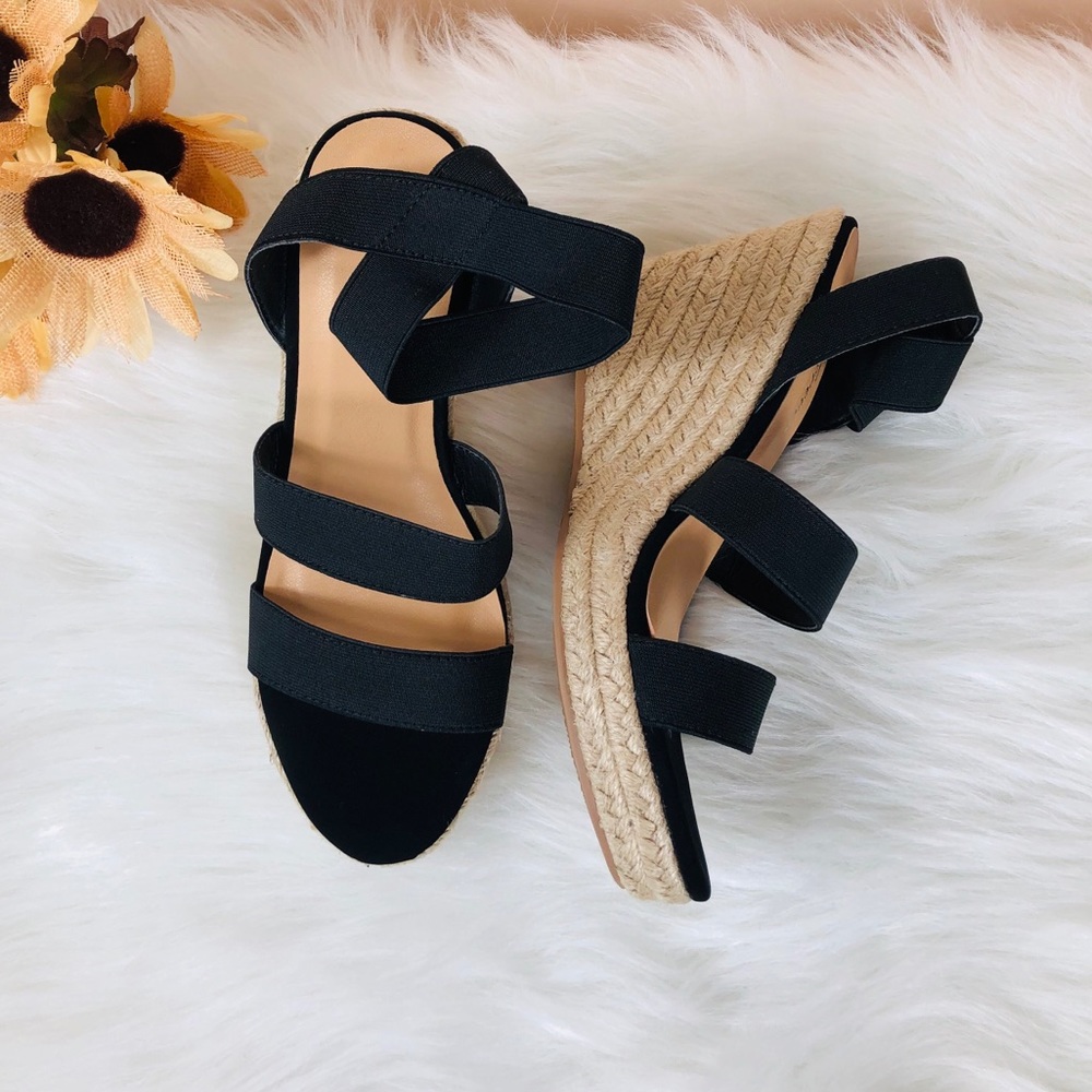 5⭐️BLACK ESPADRILLE WEDGES HEEL- Shoe - Picture 3 of 6